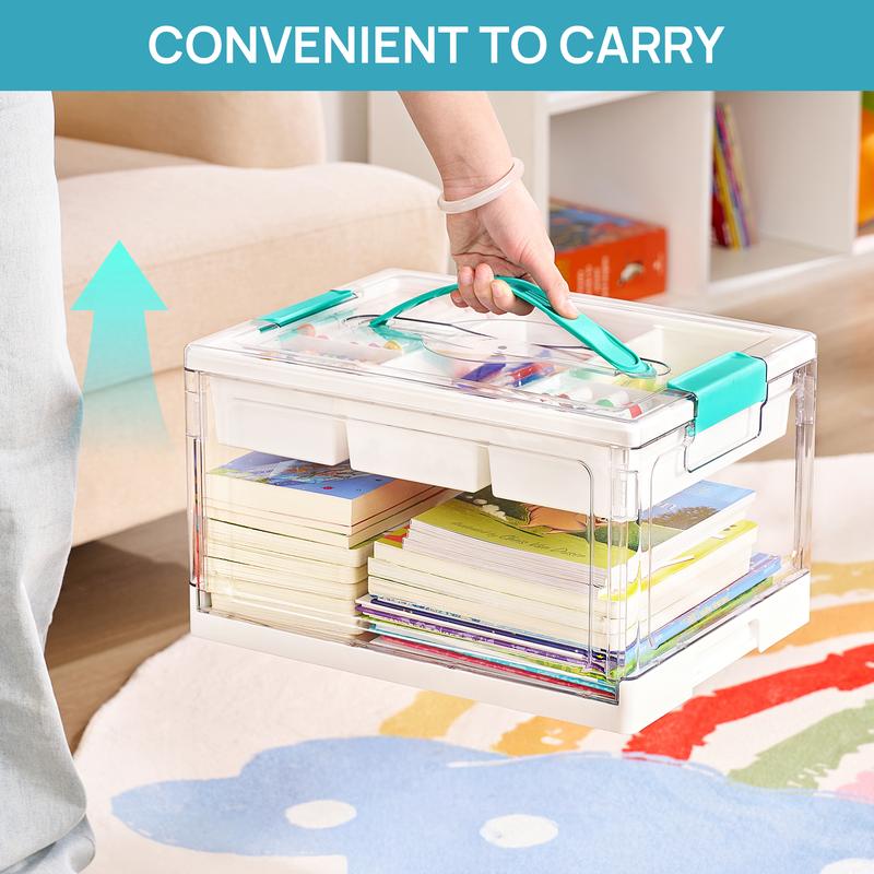 Velora 24QT Clear Plastic Craft Organizer & Storage Box with Removable Tray
