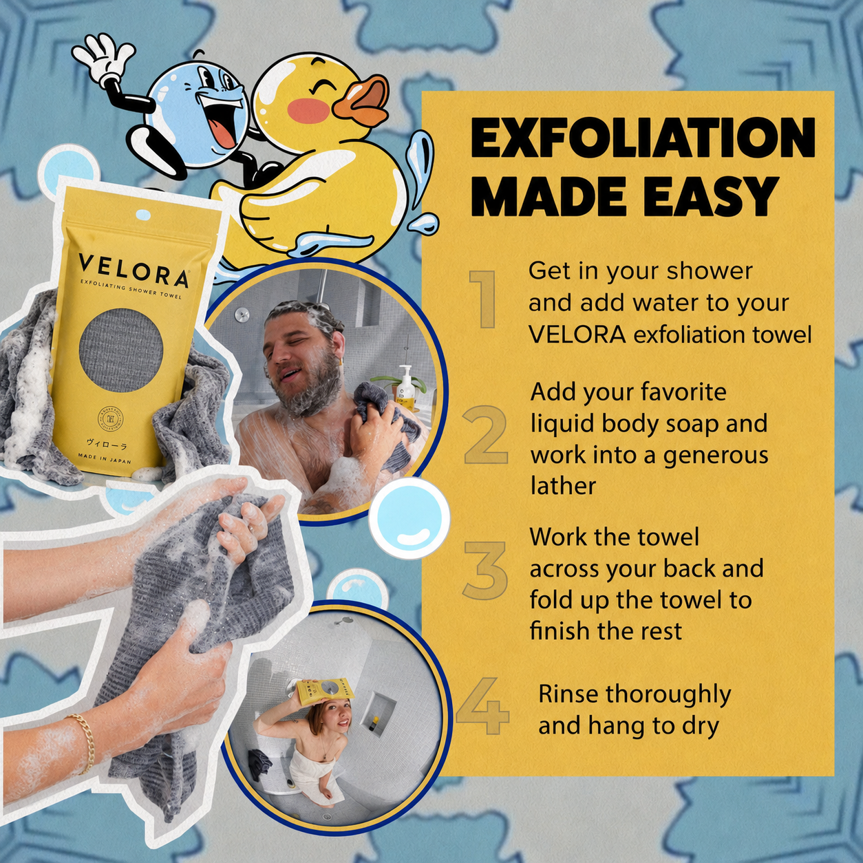 Velora Premium Exfoliating Shower Towel – Japanese-Engineered Skin Polisher