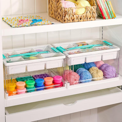 Velora 24QT Clear Plastic Craft Organizer & Storage Box with Removable Tray