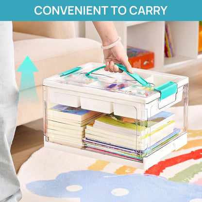 Velora 24QT Clear Plastic Craft Organizer & Storage Box with Removable Tray
