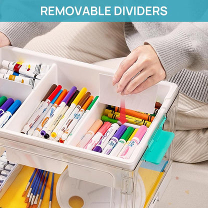 Velora 24QT Clear Plastic Craft Organizer & Storage Box with Removable Tray