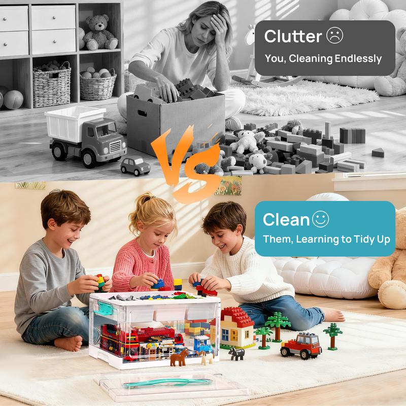 Velora 24QT Clear Plastic Craft Organizer & Storage Box with Removable Tray