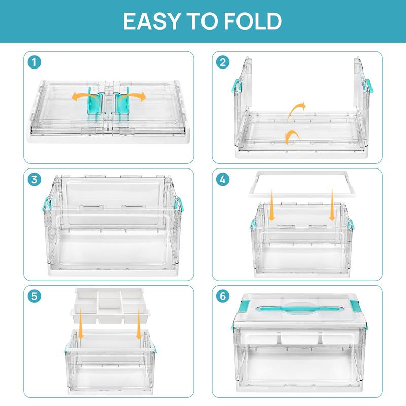 Velora 24QT Clear Plastic Craft Organizer & Storage Box with Removable Tray