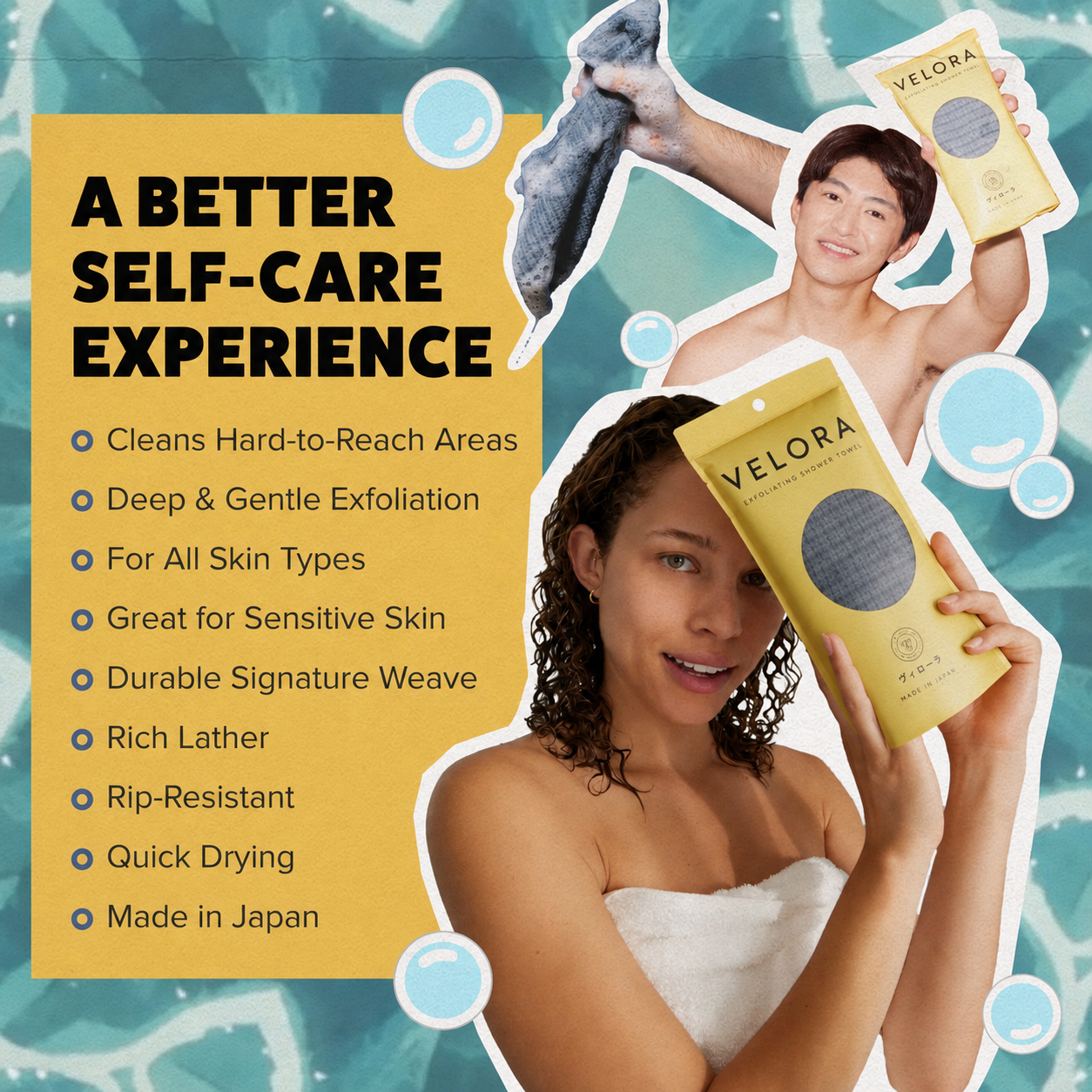 Velora Premium Exfoliating Shower Towel – Japanese-Engineered Skin Polisher