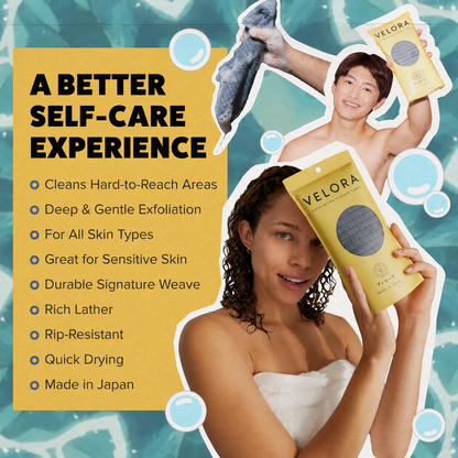 Velora Premium Exfoliating Shower Towel – Japanese-Engineered Skin Polisher